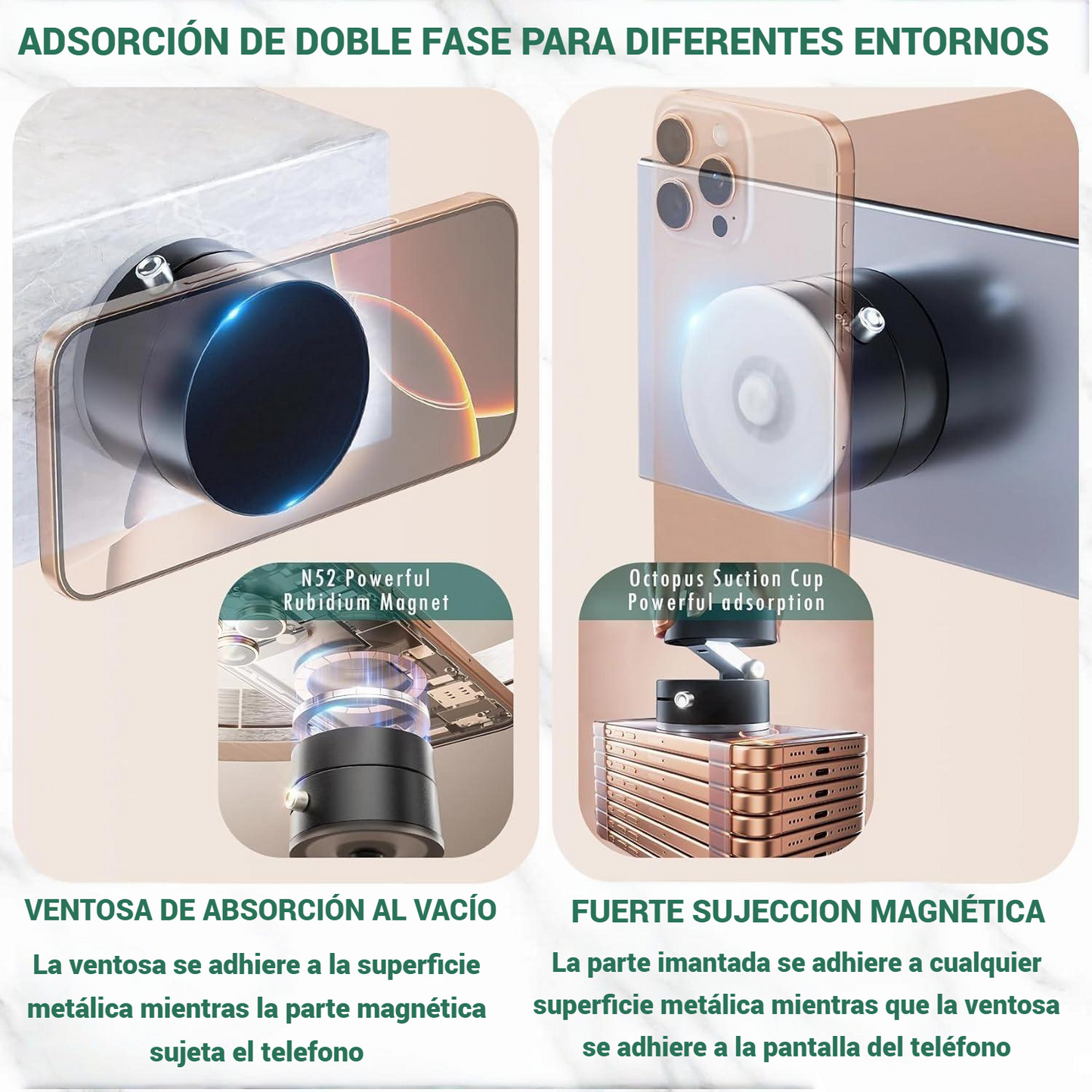 Soporte Magnético Ventosa Rotación 360° - Coche Escritorio Pared Universal para Iphone y Android