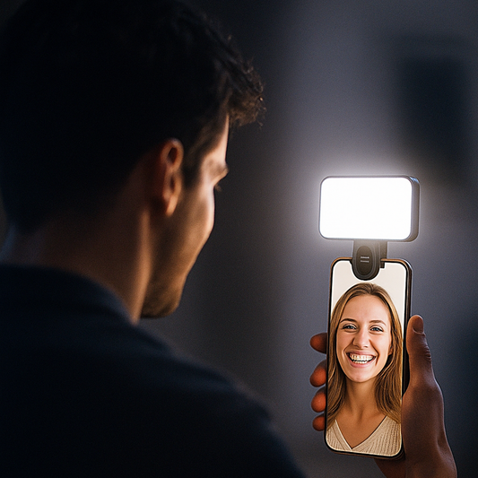 Luz LED Portátil para Selfies con 3 Modos de Iluminación – 24 Perlas LED, Batería Recargable 150mAh, Clip Universal para Móvil, Videollamadas y Maquillaje