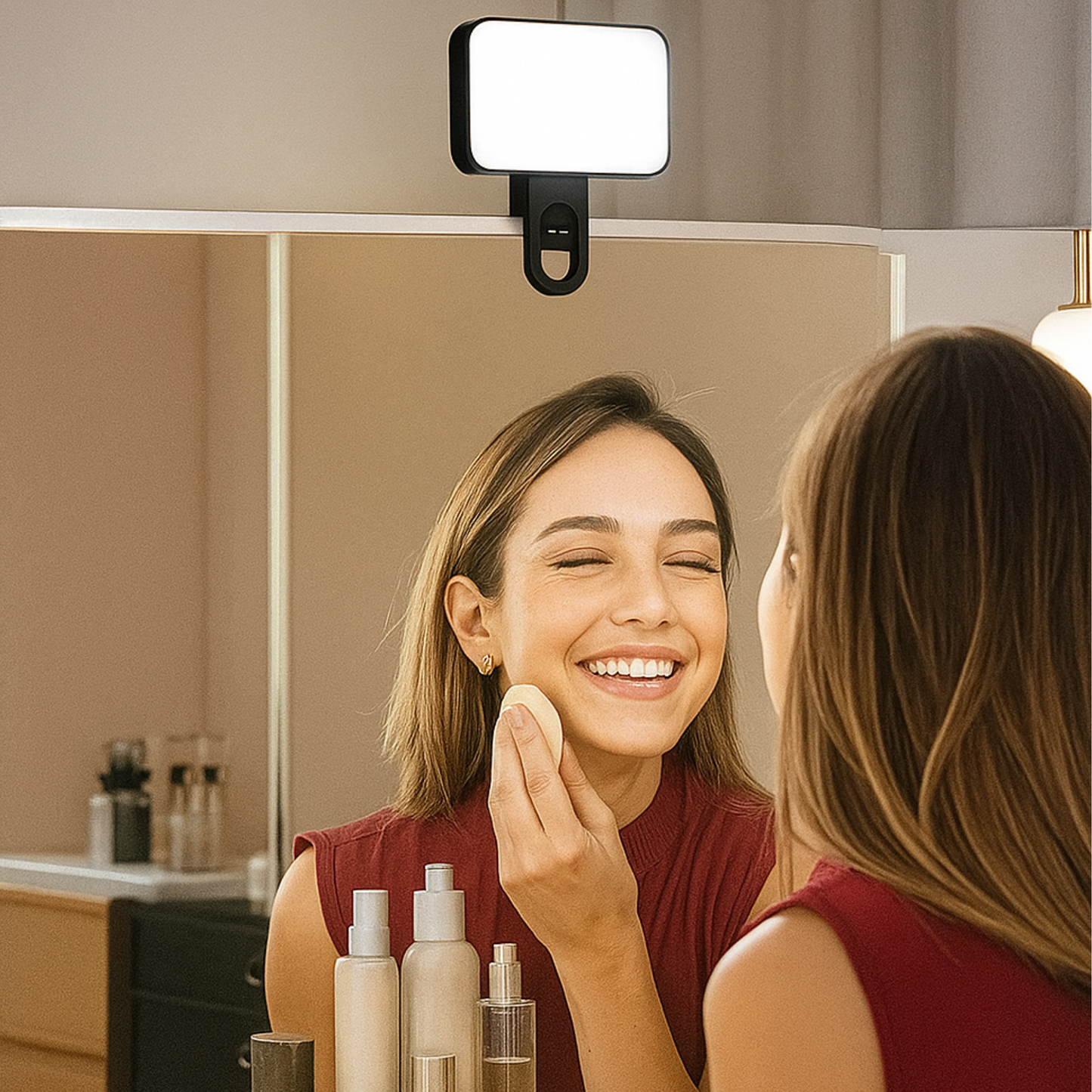 Luz LED Portátil para Selfies con 3 Modos de Iluminación – 24 Perlas LED, Batería Recargable 150mAh, Clip Universal para Móvil, Videollamadas y Maquillaje
