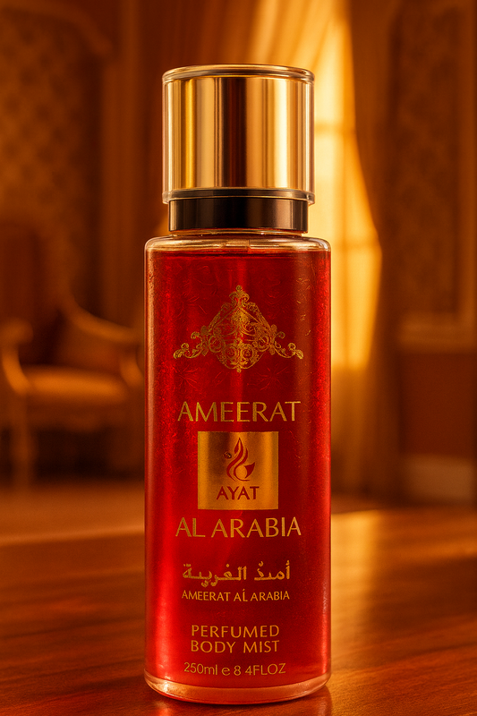 Ameerat Al Arabia Body Mist 250ml – Bruma Corporal Árabe de Lujo AYAT | Fragancia Oriental Dulce y Duradera para Mujer